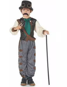Steampunk-dandy maskeraddräkt barn, Storlek: 10-12 år (130-140 cm)