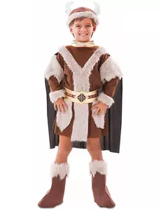 Brun vikingamaskeraddräkt pojke, Storlek: 5-6 år (105-121 cm)