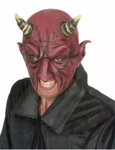 Halvmask i latex med horn, demon, vuxen Halloween