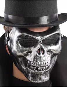 Halvmask skelett silverfärgad för vuxen
