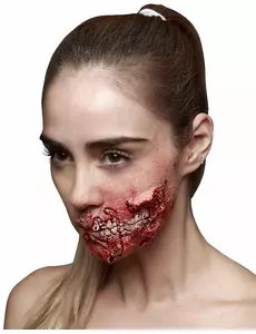 Konstgjord skada med synliga tänder vuxen Halloween