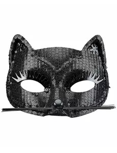 Svart kattmask med paljetter vuxen