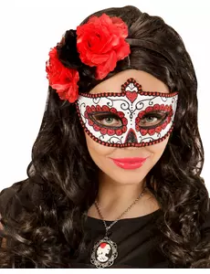 Röd paljettprydd färgglad mask vuxen Dia de los muertos