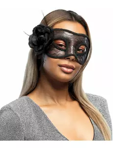 Svart spetsmask med ros dam