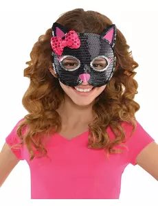 Svart kattmask i paljetter för barn