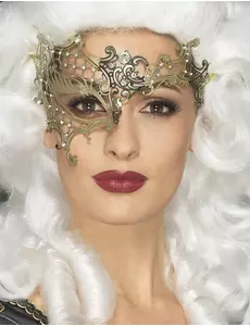 Sexig vargmask i metall guld dam