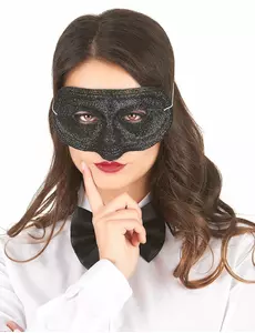 Svart glittrig plastmask vuxen