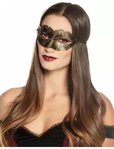 Steampunkmask med gyllene kugghjul dam