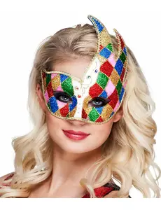 Venetiansk mask med flerfärgade romber för vuxen
