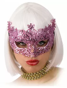 Glänsande rosa venetiansk mask för vuxen