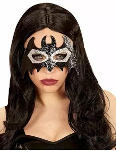 Glittrande svart och grå fladdermusmask vuxen