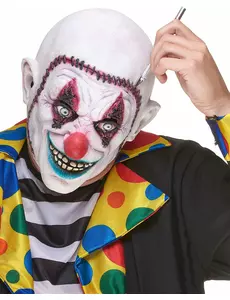 Latexmask clown med ihopsytt kranium vuxen
