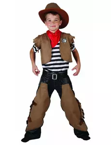 Brun cowboy-maskeraddräkt pojke, Storlek: 7-9 år (120-130 cm)