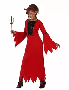 Glittrig djävulsdräkt för barn Halloween, Storlek: 10-12 år (145-160 cm)