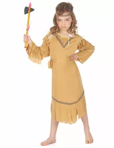Beige indiandräkt flicka, Storlek: 7-9 år (120-130 cm)