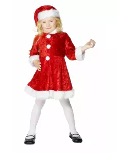 Mammaklausmaskeraddräkt med sammetslook flicka, Storlek: 7-9 år (130/143 cm)