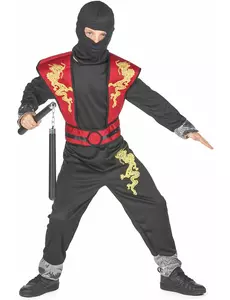 Gul drak-ninja-maskeraddräkt pojke, Storlek: 7-9 år (120-130 cm)