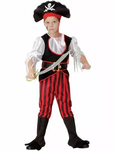 Piratmaskeraddräkt med satineffekt pojke, Storlek: 4-6 år (110-120 cm)