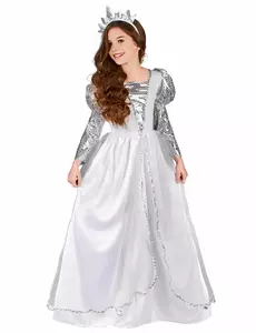 Prinsessmaskeraddräkt med slöja flicka, Storlek: 7-9 år (120-130 cm)
