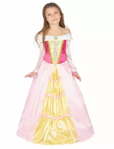 Prinsessmaskeraddräkt med satinklänning flicka, Storlek: 7-9 år (120-130 cm)