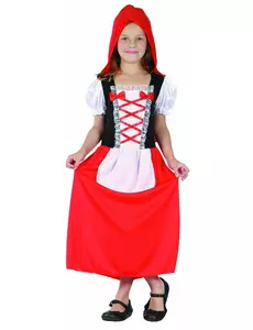 Lång Rödluvan-maskeraddräkt för barn, Storlek: 7-9 år (120-130 cm)