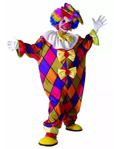 Rutig clownmaskeraddräkt barn, Storlek: 7-9 år (120-130 cm)