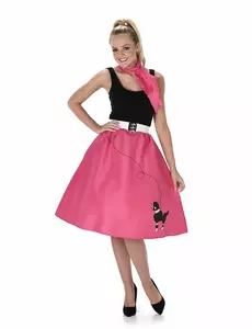 Fuchsiarosa 50-talsmaskeraddräkt dam, Storlek: Medium