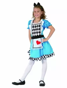 Alice i hjärter maskeraddräkt flicka, Storlek: 7-9 år (120-130 cm)