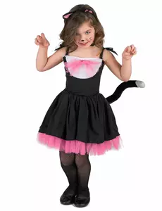Svart och rosa kattmaskeraddräkt barn, Storlek: 5-6 år (S)