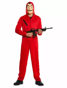 Maskeraddräkt med jumpsuit och mask La Casa de Papel™ vuxen, Storlek: Medium/Large
