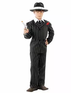 Gangstermaskeraddräkt 1930-tal pojke, Storlek: 9 år (125-135 cm)