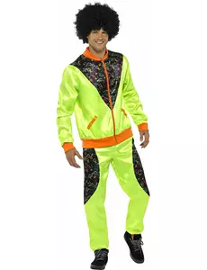 Retro joggingmaskeraddräkt grön herr, Storlek: Large