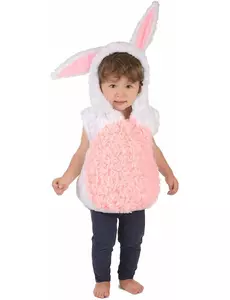 Vit och rosa kaninmaskeraddräkt utan ärmar barn, Storlek: 3-4 år(98-104 cm)
