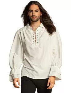 Vit piratblus herr, Storlek: Medium/Large (50/52)