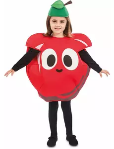 Röd äppelmaskeraddräkt barn, Storlek: 1-2 år (80-91 cm)