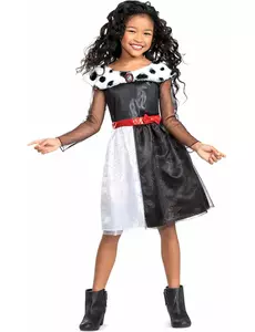 Klassisk maskeraddräkt Cruella™ flicka, Storlek: 5-6 år (109 - 126 cm)