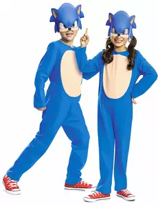 Enkel maskeraddräkt Sonic™ barn, Storlek: 3-4 år (97 - 109 cm)