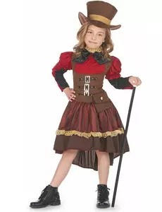 Lyxig steampunk-maskeraddräkt för flicka, Storlek: 4-6 år (110-120 cm)