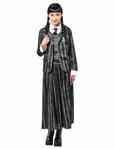 Skoluniformsmaskeraddräkt Mercredi Addams™ dam, Storlek: Medium