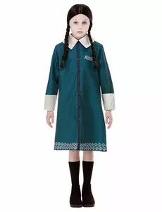 Wednesday Familjen Addams™-maskeraddräkt för flickor, Storlek: 4-6 år (115/128 cm)