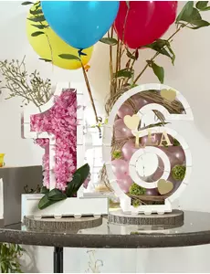 Vit sifferställning för ballonger 64 cm, Storlek: 2