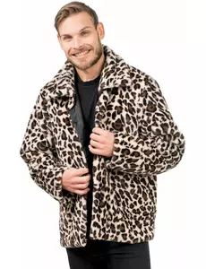Leopardmönstrad fuskpälsrock för vuxen, Storlek: Medium