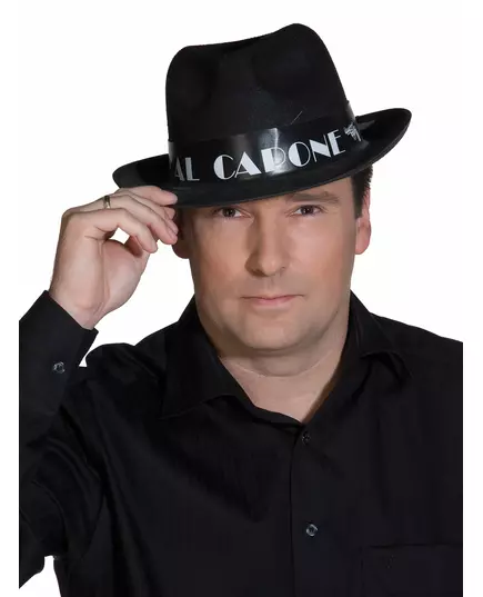 Svart borsalinohatt Al Capone vuxen