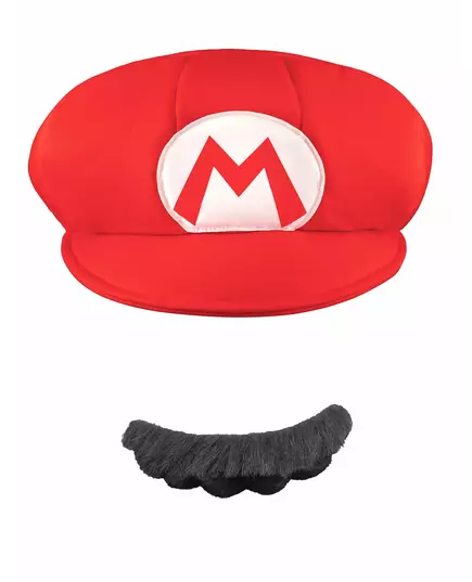 Mario™-keps och mustasch vuxen