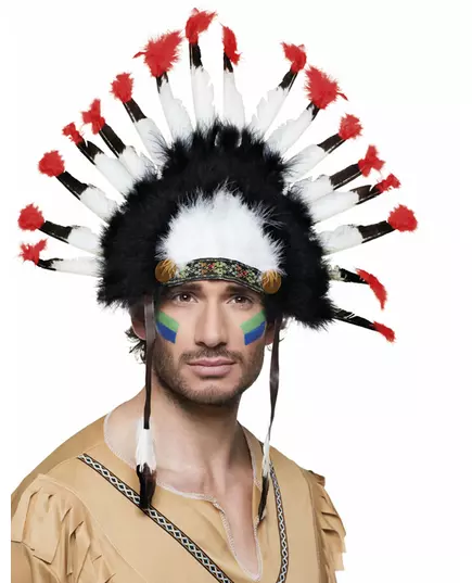 Indiansk huvudbonad med fjädrar vuxen