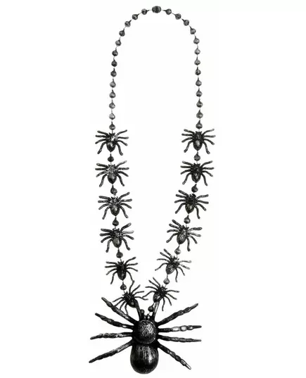 Halsband med silverfärgade spindlar vuxen Halloween