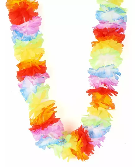 Lyxigt flerfärgat hawaiianskt blomsterhalsband vuxen