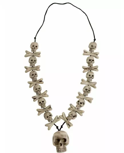 Halsband med dödskalle och ben vuxen Halloween