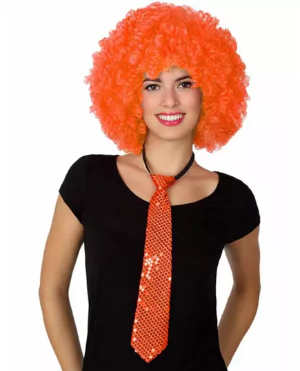 Orange paljettklädd slips vuxen