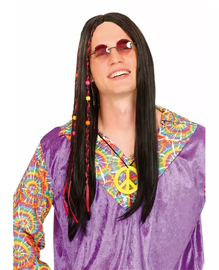 Svart hippieperuk herr